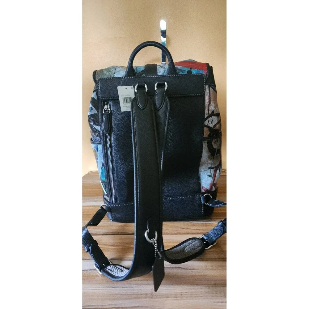 COACH MINT + SERF CARRIAGE BACKPACK Black Multicolor Graffiti Unisex CD676 NWT